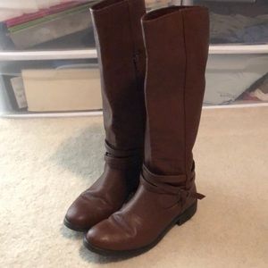 Brown leather riding boots